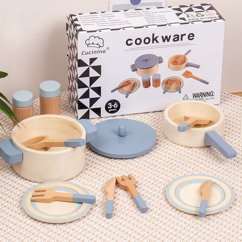Wooden Pretend Play Cooking Set Montessori Toys for Kids 6