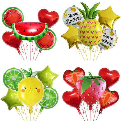 Summer Fruit Foil Balloons Birthday Party Decoration Set 5pcs