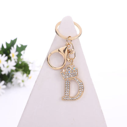 Alloy Diamond Letter Keychain Zinc Alloy Material A to Z Initial 4