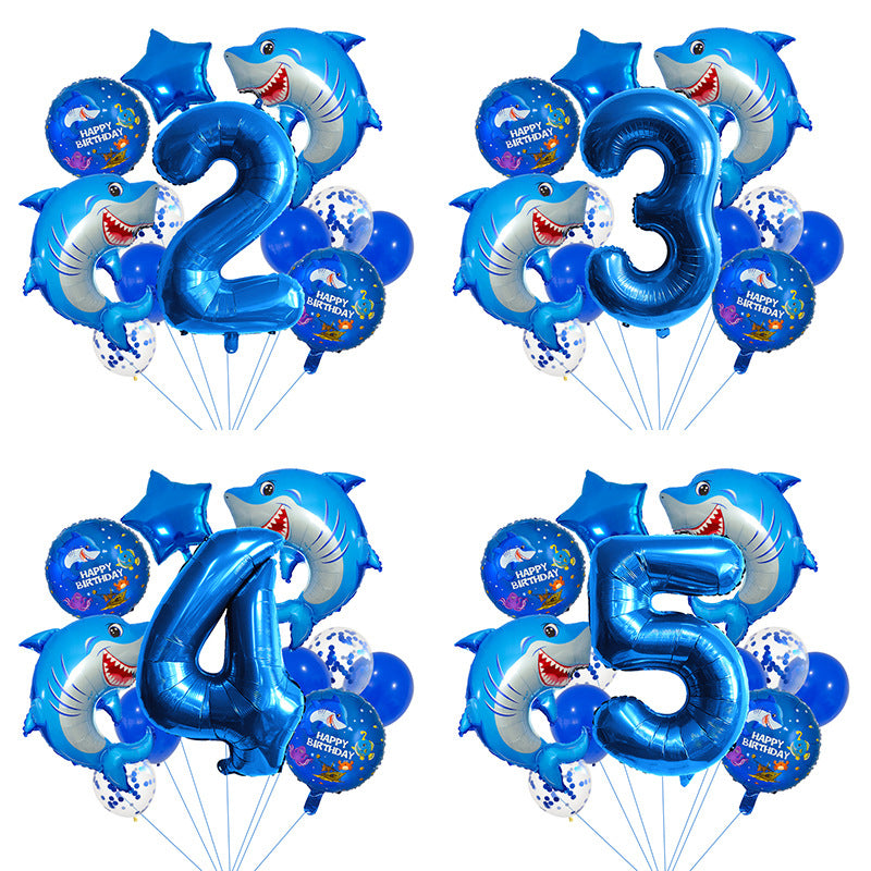 Ocean Shark Foil Balloon Set Kids Birthday Party Decoration