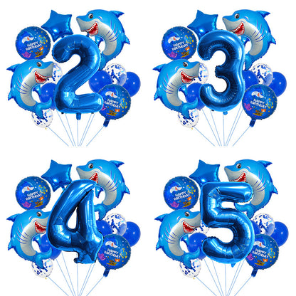 Ocean Shark Foil Balloon Set Kids Birthday Party Decoration