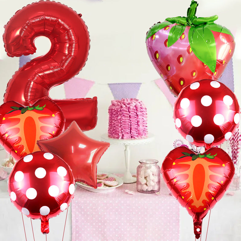 Strawberry Foil Balloon Set Party Decoration 32 Inch 4