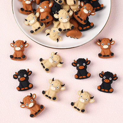 Silicone 3D Focal Beads Highland Cow Sitting Pose 3