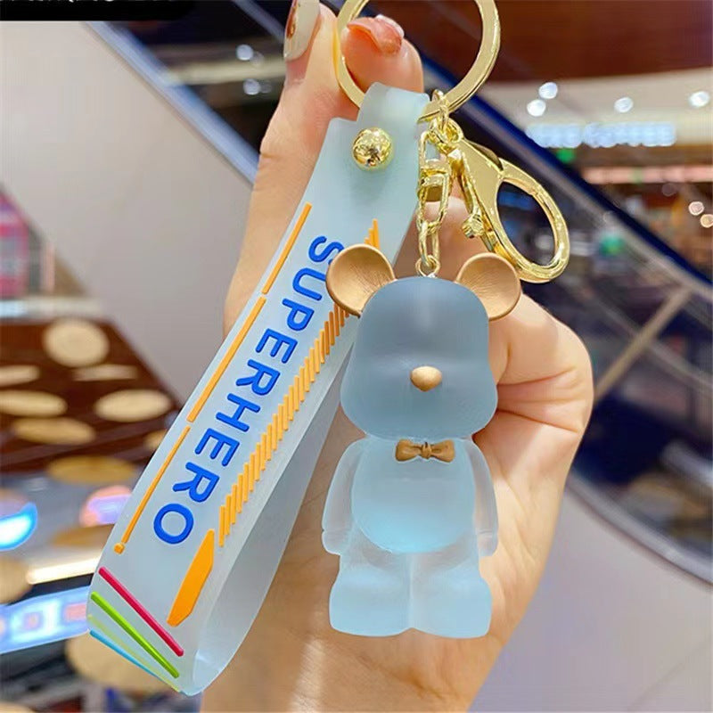 Crystal Bear Silicone Bead Keychain with Bow Tie Charm 7