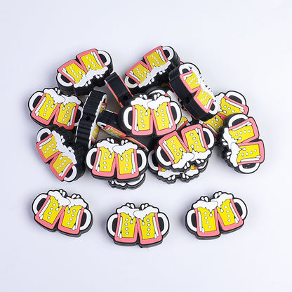 20pcs Silicone Focal Beads Beer Steins Clinking Mugs Design