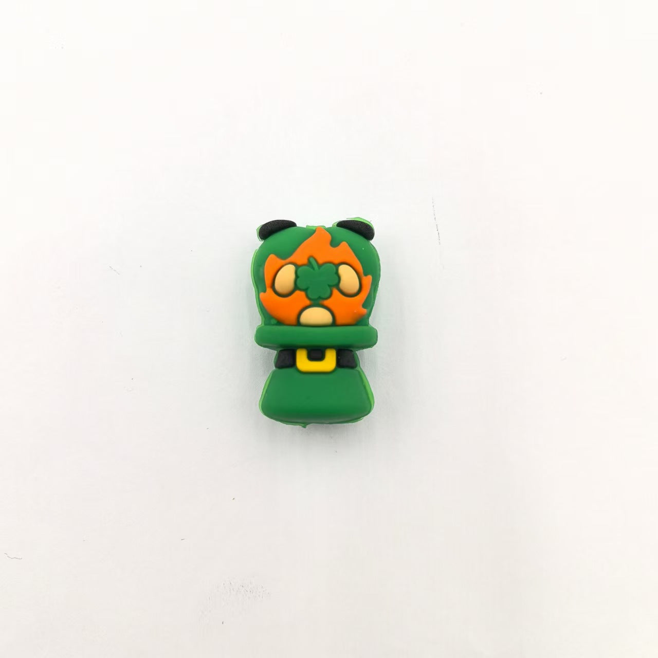 20Pcs Silicone 3D Focal Beads Three Leaf Old Man Green Belt