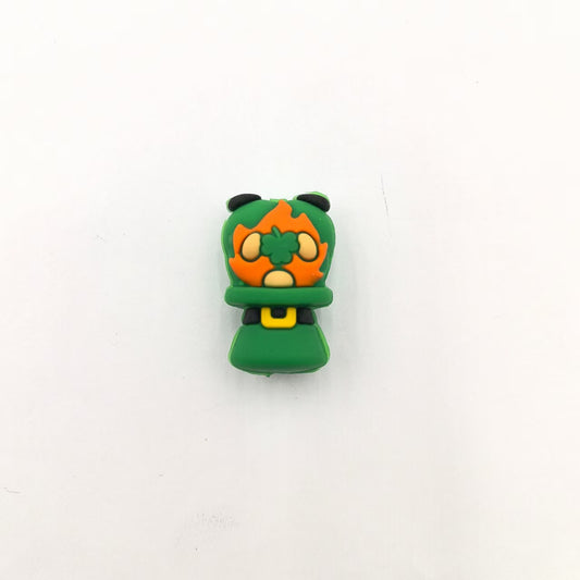 20Pcs Silicone 3D Focal Beads Three Leaf Old Man Green Belt