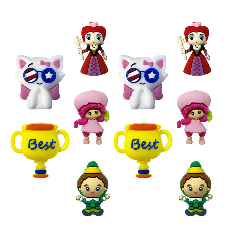 20Pcs Silicone 3D Focal Beads Strawberry Girl Best Trophy Cute Queen Design 4