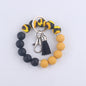 Leopard Print Tassel Silicone Bead Wristlet Keychain Charm 14