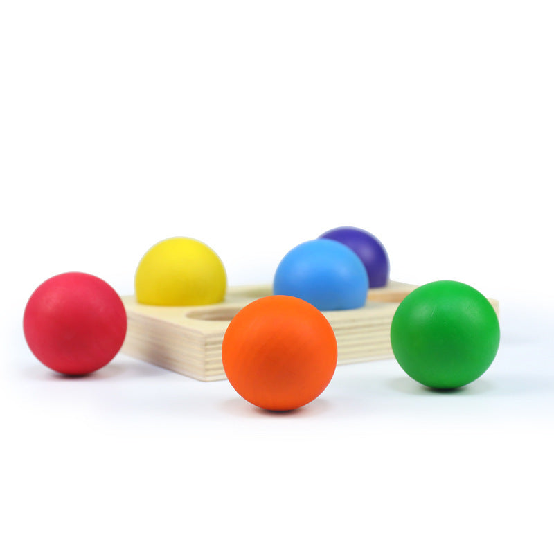 Wooden Montessori Toys Color Sorting Ball Set for Toddlers 12 Pieces 4