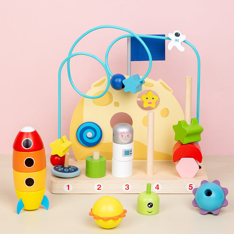 Space Theme Wooden Bead Maze Educational Toy for Kids 2