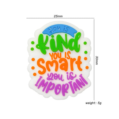 20Pcs Silicone Focal Beads Inspirational English Text Colorful Design 3