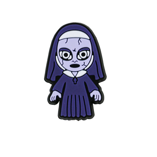20pcs Silicone Focal Beads Halloween Purple Nun Cracked Face