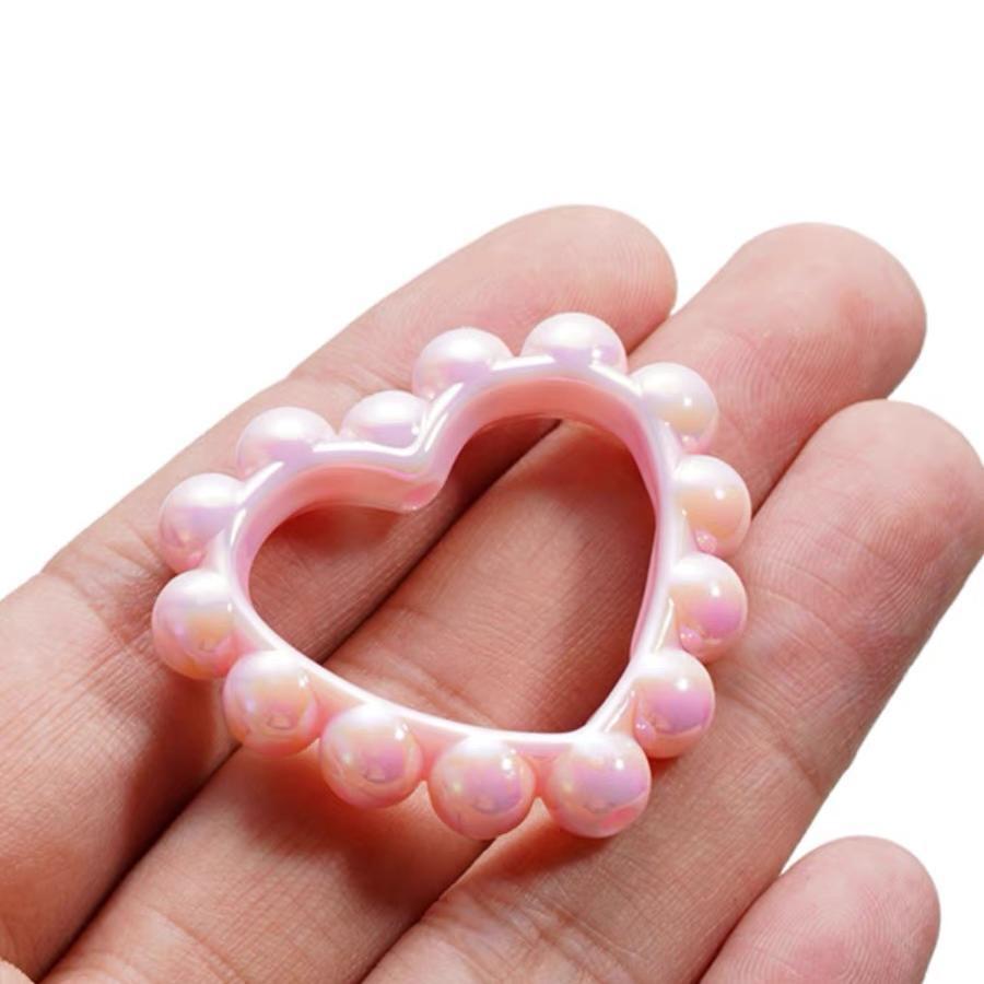 10Pcs 39x43mm Solid Color Plated Love Circle Acrylic Beads 4