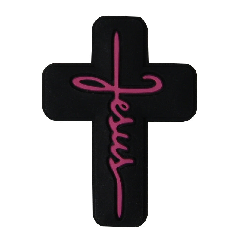 20pcs Silicone Focal Beads Jesus Cross Printed Text Design 13