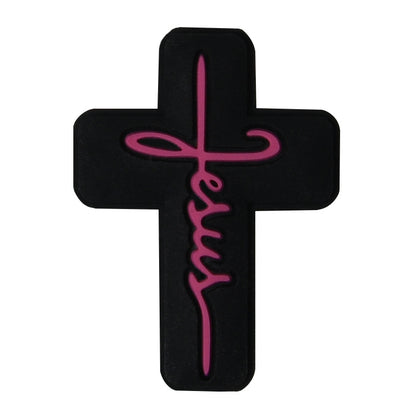 20pcs Silicone Focal Beads Jesus Cross Printed Text Design 13