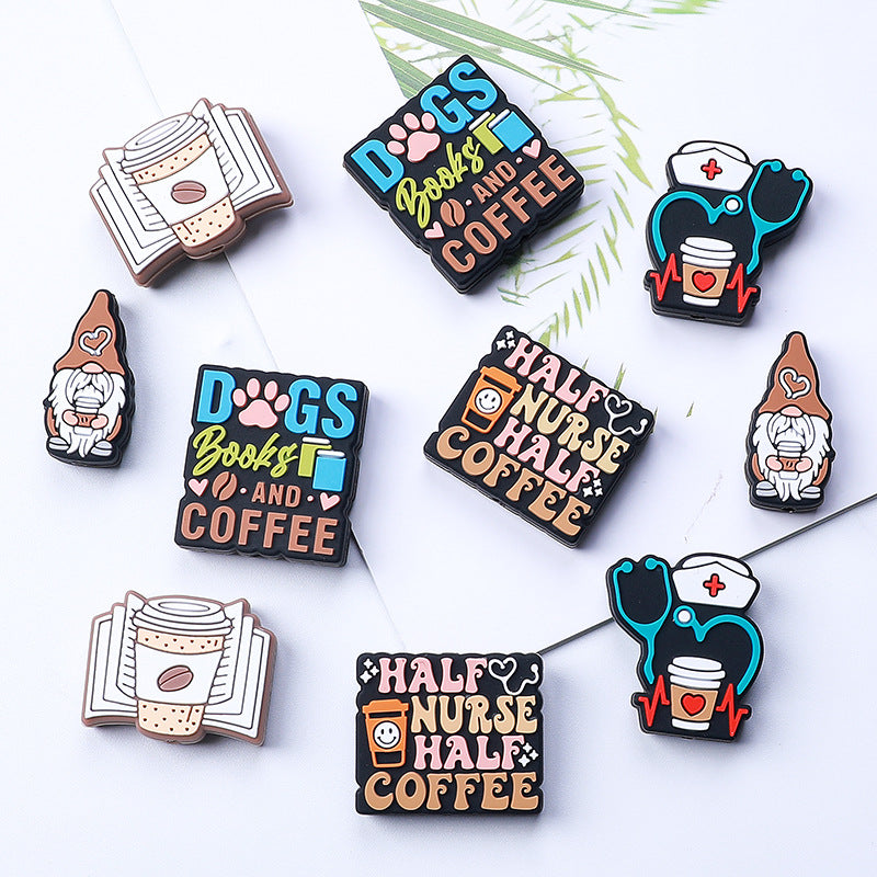 Silicone Focal Beads Coffee Stethoscope Gnome Holding Coffee Cup 2