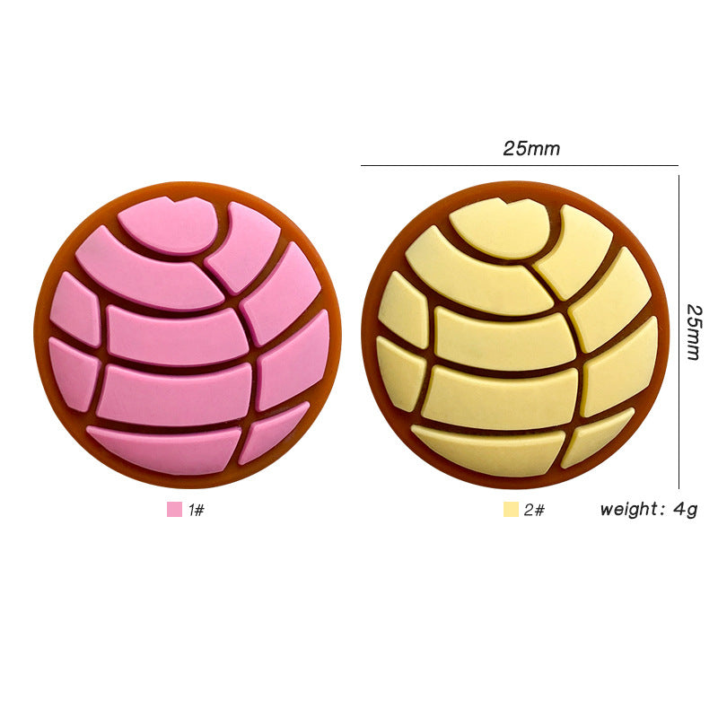 20pcs Silicone Bread Focal Beads Round Pattern Design 2