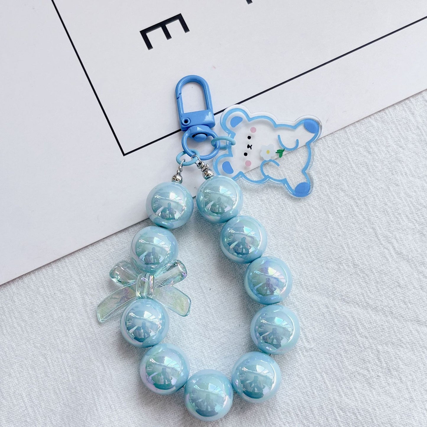 Acrylic Rabbit Bear Beaded Keychain Bracelet Charm 13