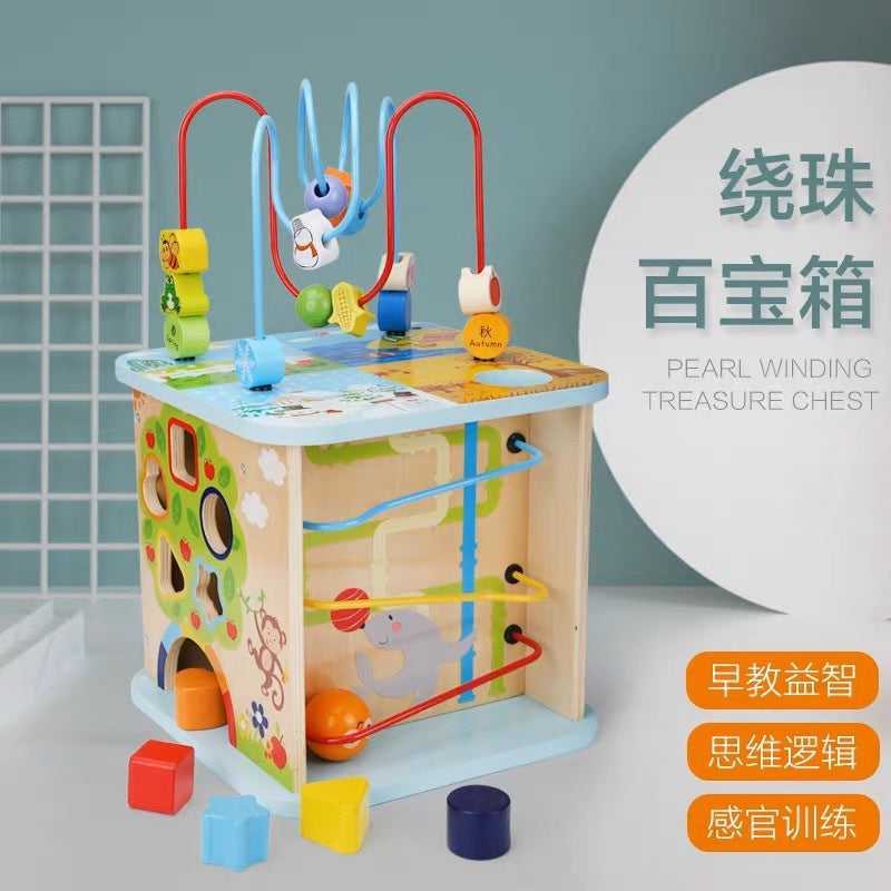 Wooden Bead Maze Treasure Chest Educational Activity Toy 5