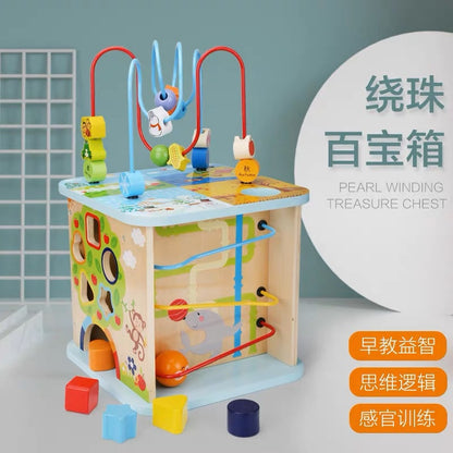 Wooden Bead Maze Treasure Chest Educational Activity Toy 5