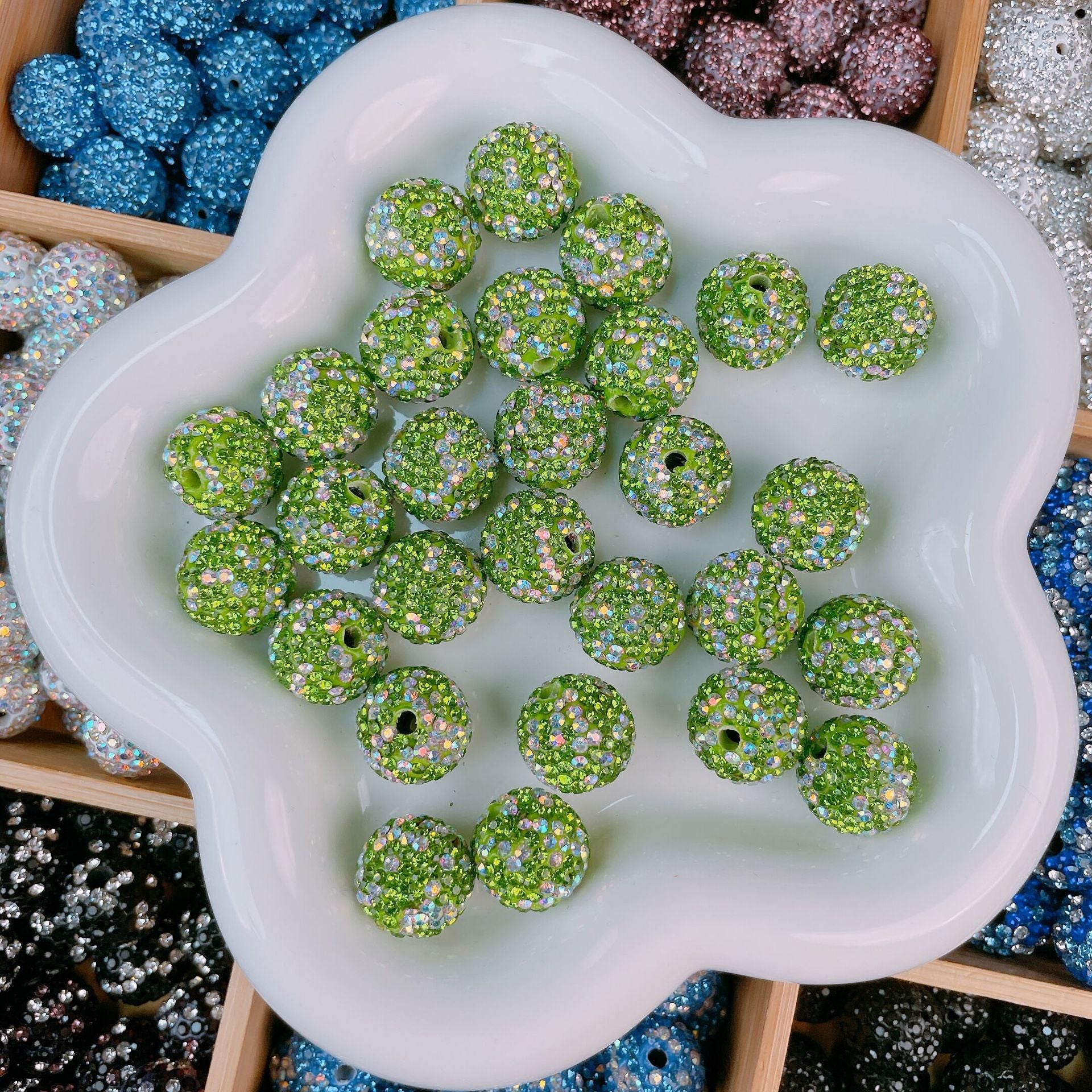 20pcs 16mm Clay Rhinestone Beads Mix Colors DIY Jewelry Making 3