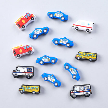 20pcs Silicone Focal Beads Mail Car with Police Fire Ambulance School Bus