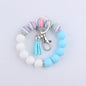 Leopard Print Tassel Silicone Bead Wristlet Keychain Charm 12