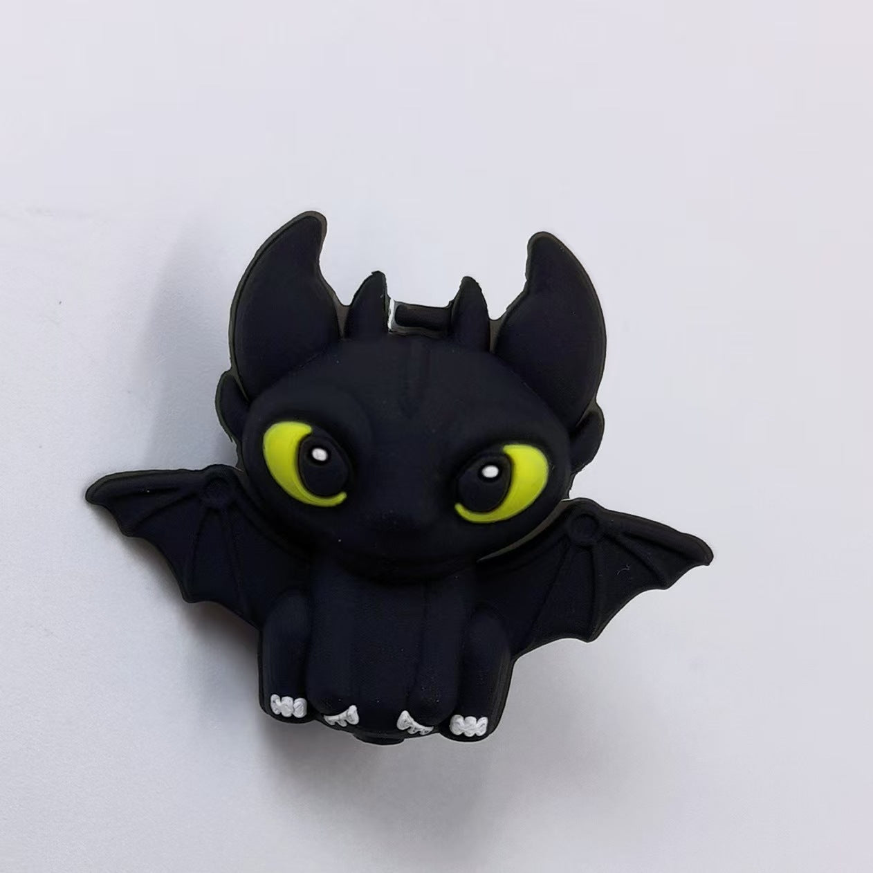 20Pcs Silicone 3D Focal Beads Black and White Dragon Character Sitting Pose 6