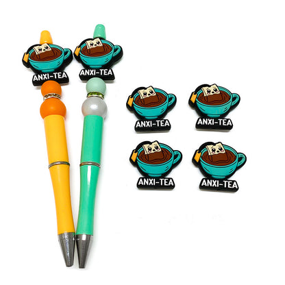 20Pcs Silicone Focal Beads Simulation Tea And Coffee Cups With Printed Text 4