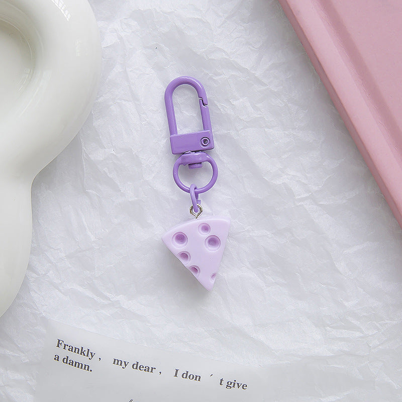 Cheese Slice Resin Keychain Cute Food Charm 4