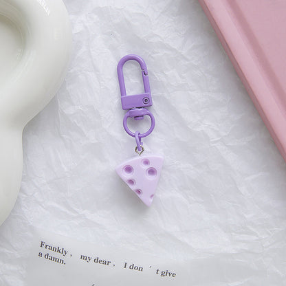 Cheese Slice Resin Keychain Cute Food Charm 4