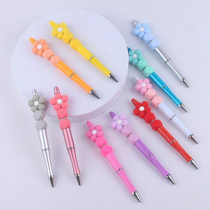 Flower Silicone Beaded Pens Handmade Office School Supplies Gift