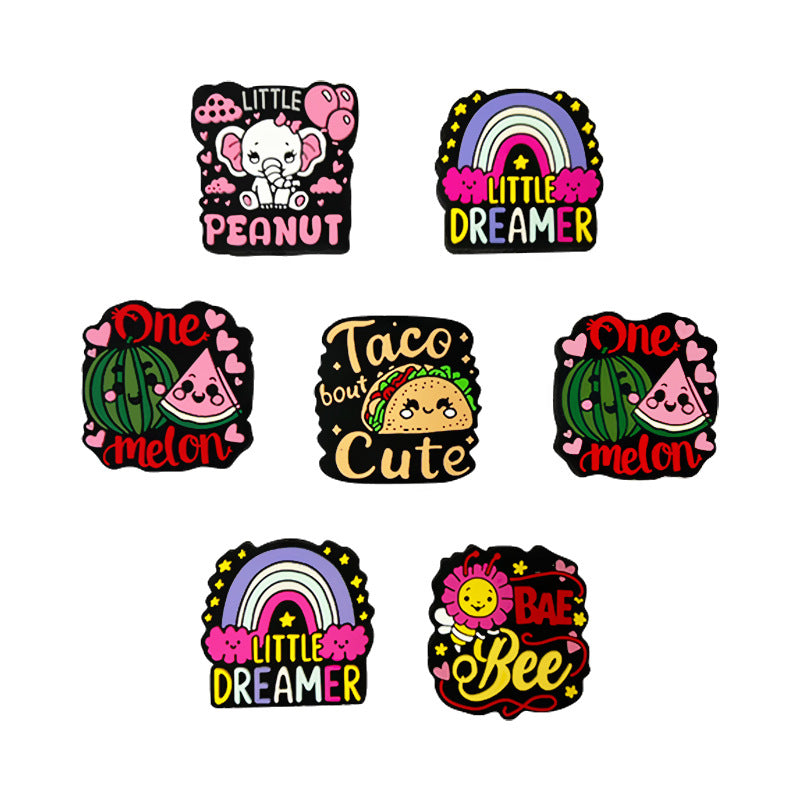 Silicone Focal Beads Fruit Burger Elephant Rainbow Design 5