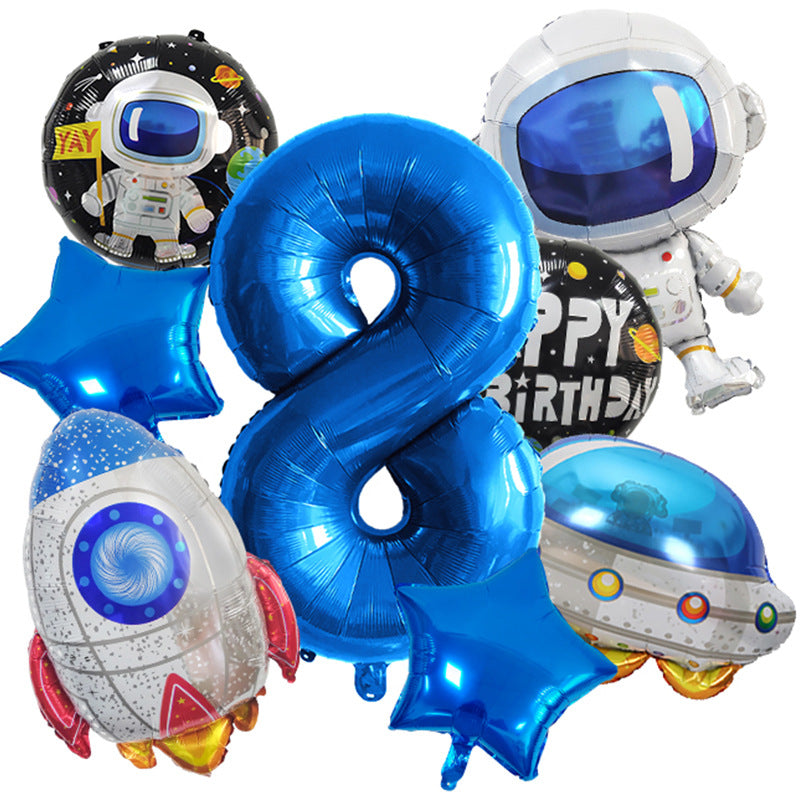 Spaceman Rocket Astronaut Foil Balloon Birthday Party Decoration Set 10