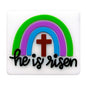 20Pcs Silicone Focal Beads Rainbow Cross With Text He Is Risen 5