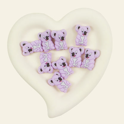 Silicone Focal Beads Multicolor Koala Sitting Pose 4