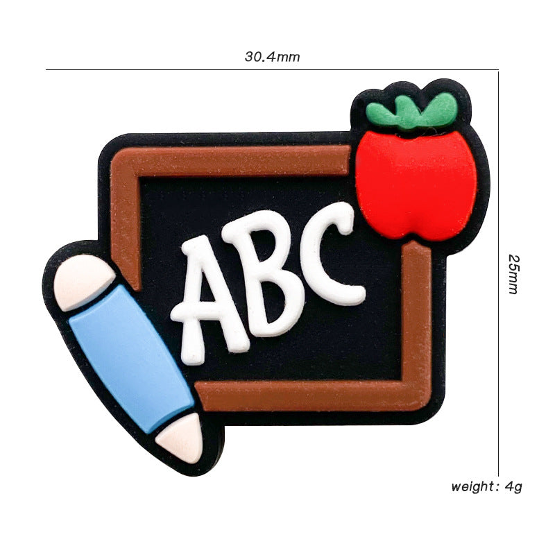 20pcs Silicone Focal Beads Teacher Blackboard with Apple and Pencil