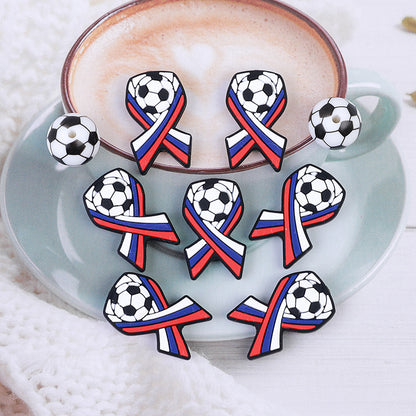 20pcs Silicone Focal Beads Football Bow With Soccer Ball Detail 4