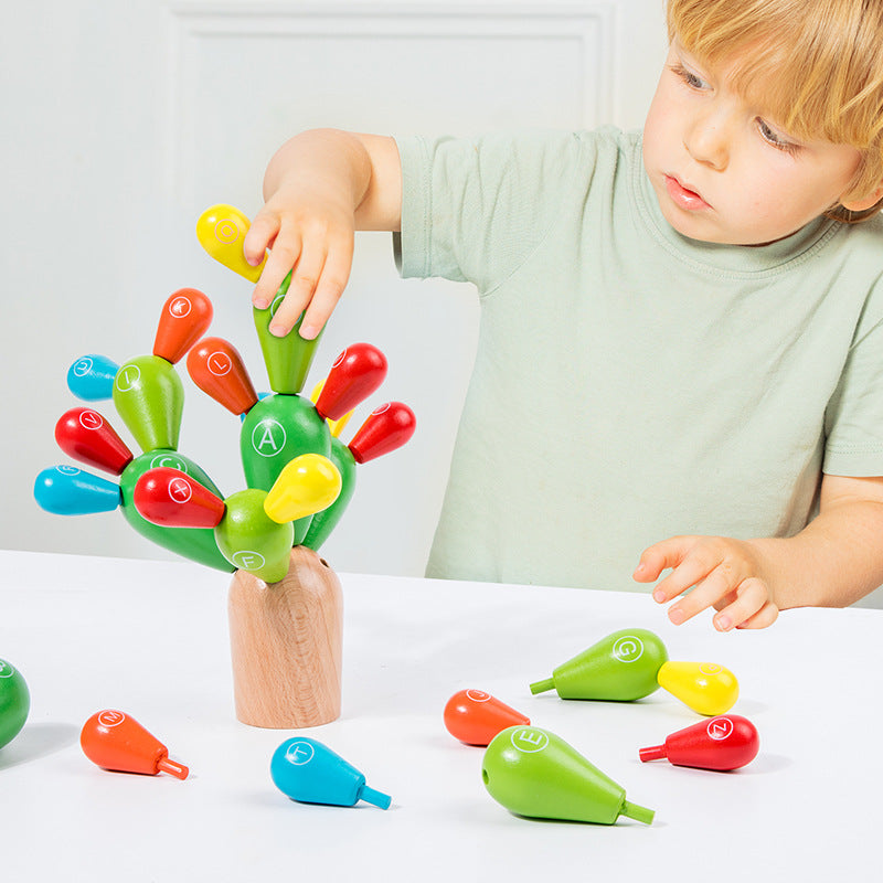 Wooden Cactus Balance Building Blocks Montessori Toys 3