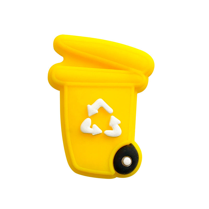 20pcs Silicone Focal Beads Garbage Bin with Lid Raised Recycling Symbol 7