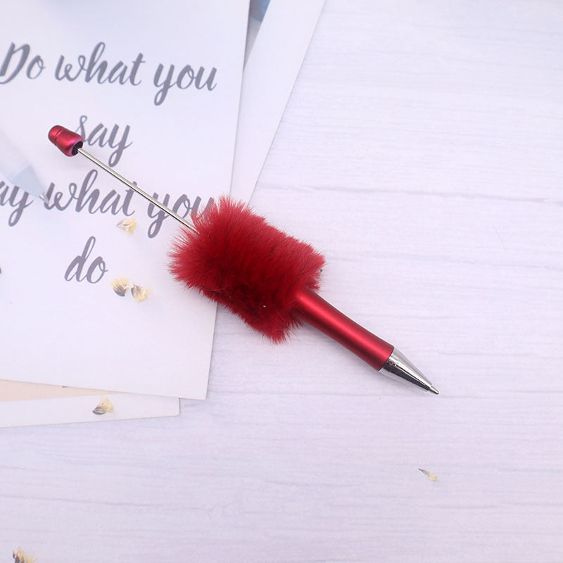 Fuzzy Plush Beadable Ballpoint Pens DIY Craft Supplies Decorative 6