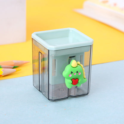 Cartoon Double Hole Manual Pencil Sharpener Plastic 4.8x4x4cm 10