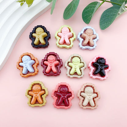 10Pcs 30.5x27.5mm Smiley Gingerbread Man Acrylic Beads DIY Bracelet Making