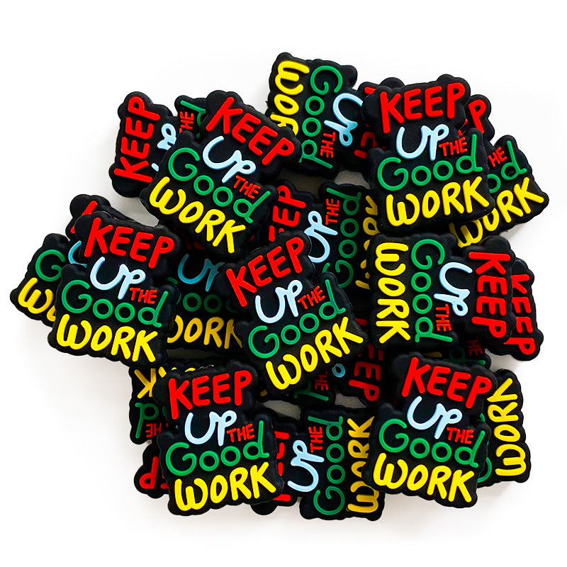 20pcs Silicone Focal Beads Motivational Quote Keep Up The Good Work 2