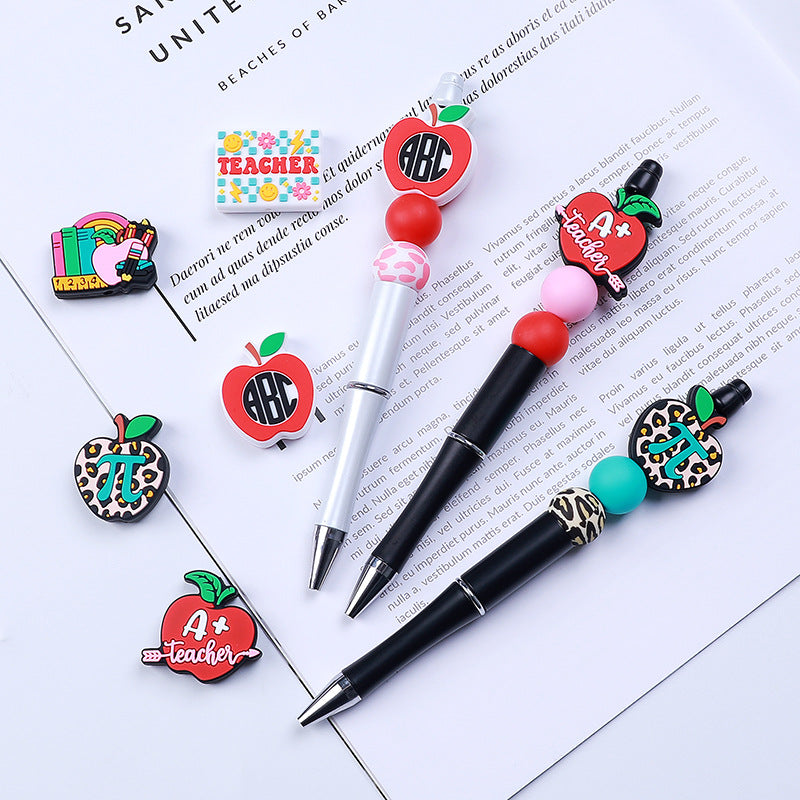 20pcs Silicone Focal Beads Apple Teacher School Stationery Set 4