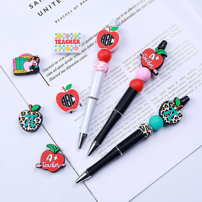 20pcs Silicone Focal Beads Apple Teacher School Stationery Set 4