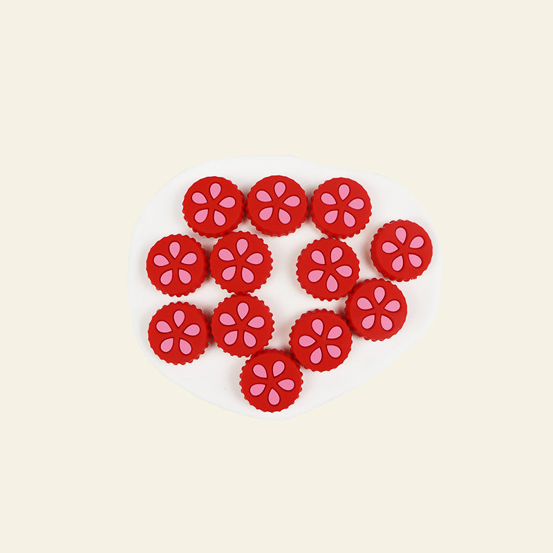 Silicone Focal Beads Petal Round Cookie Cutout Center 9