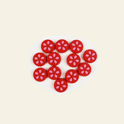 Silicone Focal Beads Petal Round Cookie Cutout Center 9