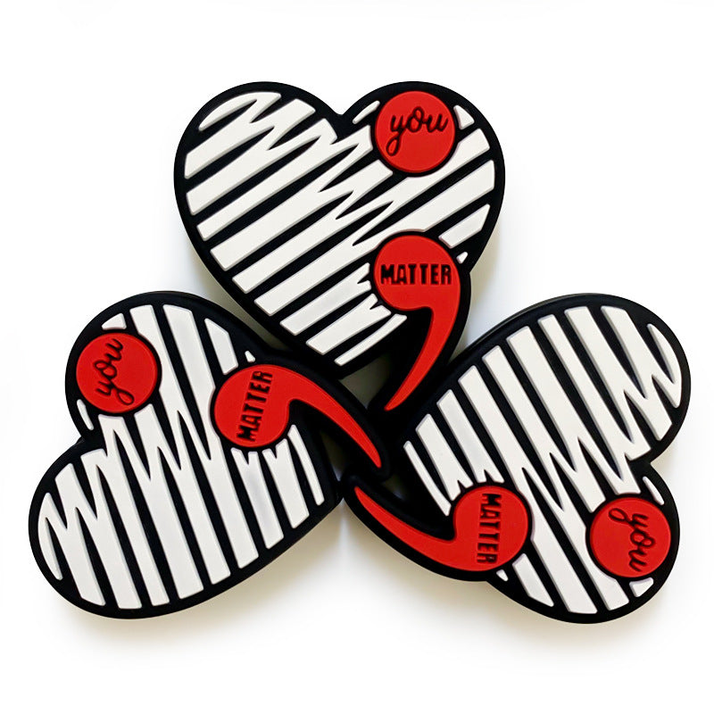 20Pcs Silicone Focal Beads Heart Comma Image Front Facing 2